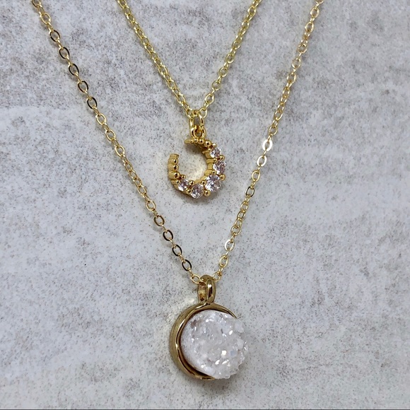 Dainty Gold Druzy Necklace - Picture 5 of 6